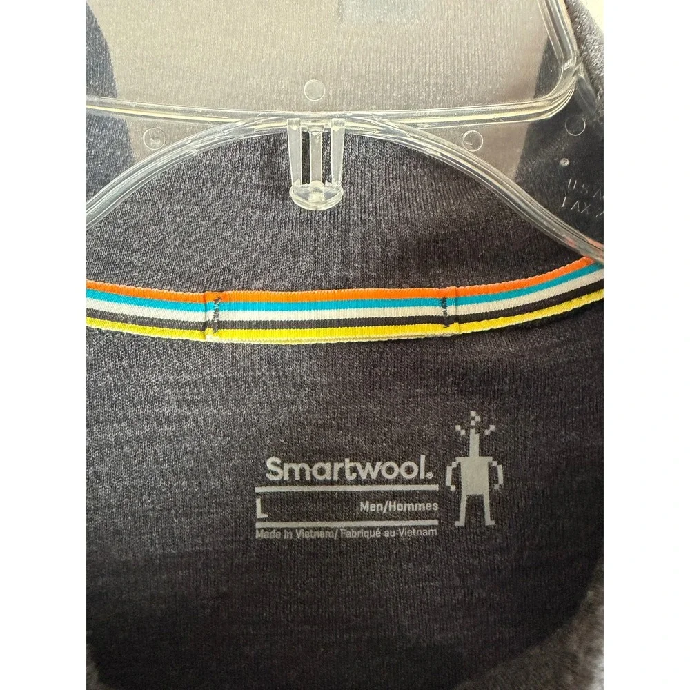 Smartwool Quarter Zip Pullover Base layer Men Large Charcoal Merino Wool